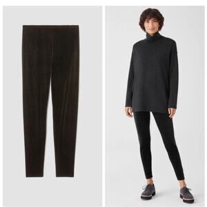 Eileen Fisher Black Velvet Ankle Leggings XXS Casual Pants Classic Stretch